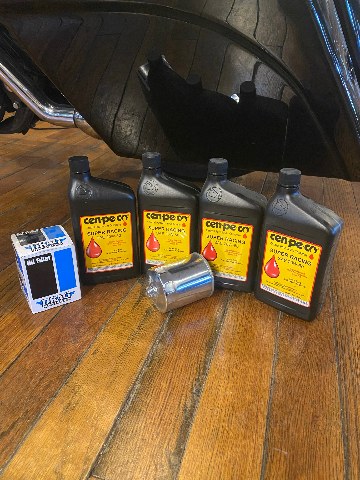 Cenpeco 4qt SAE 20W-50 Oil & Chrome Filter W/ Nut for 1999-2017 Harley Models
