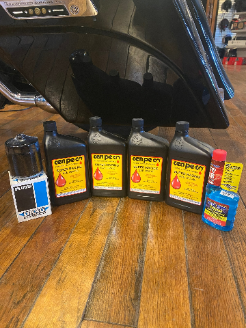 Cenpeco 4qt 20W-50 Oil & Black Filter W/ Nut Star Tron 1999-2017 Harley Models