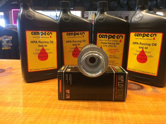 Cenpeco 4qt HPA SAE 60 Oil & Drop In Filter Kit for 1965-82 Harley Touring FL FX