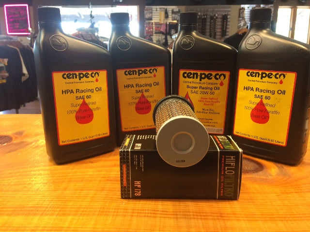 Cenpeco 4qt HPA SAE 60 Oil & Drop In Filter Kit for 1965-82 Harley Touring FL FX