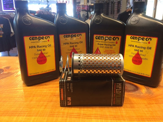 Cenpeco 4qt HPA SAE 60 Oil & Drop In Filter Kit for 1965-82 Harley Touring FL FX