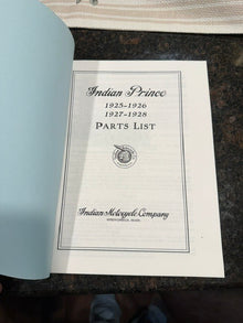 Indian Prince 1925-1928 Motorcycle Parts List Catalog Reprint Chuck Myles Copy