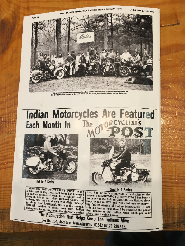 Reprint of The Motorcycle Post Indian Come Home Rallies 1972-1976 Chuck Myles