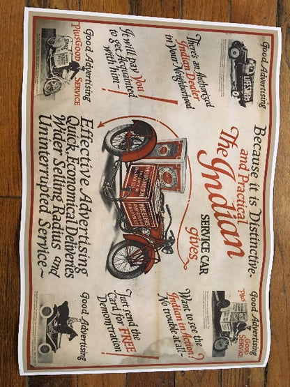 Vintage Replica Poster The Indian Service Car Chuck Myles Cardstock 24"x 17"
