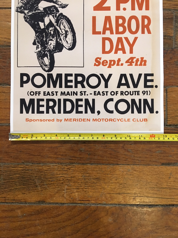 Vintage replica Labor Day Meriden Conn Hill Climb Cardstock 13" x 19" Poster