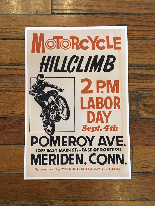 Vintage replica Labor Day Meriden Conn Hill Climb Cardstock 13" x 19" Poster
