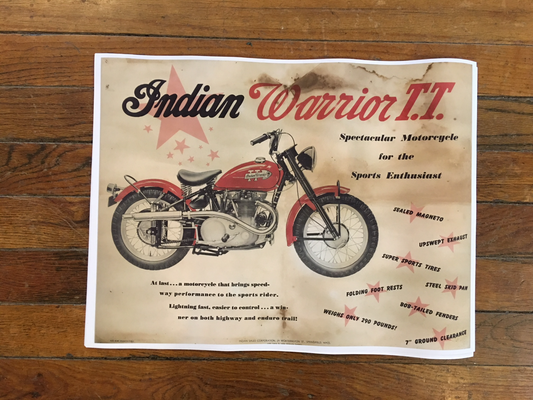 Vintage Replica Indian Warrior T.T Cardstock Chuck Myles 24" x 18" Poster
