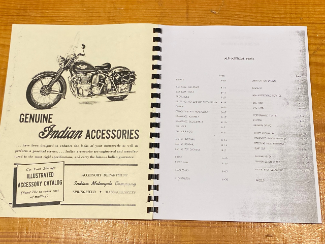 Chuck Myles Reprint Vintage Repair & Overhaul Manual Indian Arrow Scout 249 149