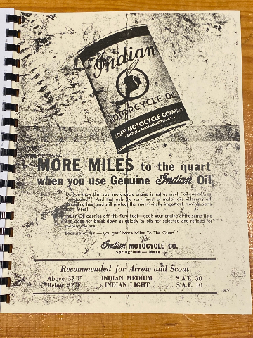 Chuck Myles Reprint Vintage Repair & Overhaul Manual Indian Arrow Scout 249 149