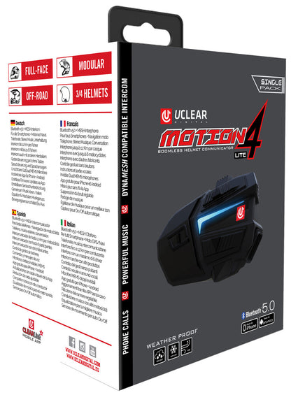 Uclear Motion 4 Lite Universal Bluetooth Motorcycle Fullface Helmet Communicator