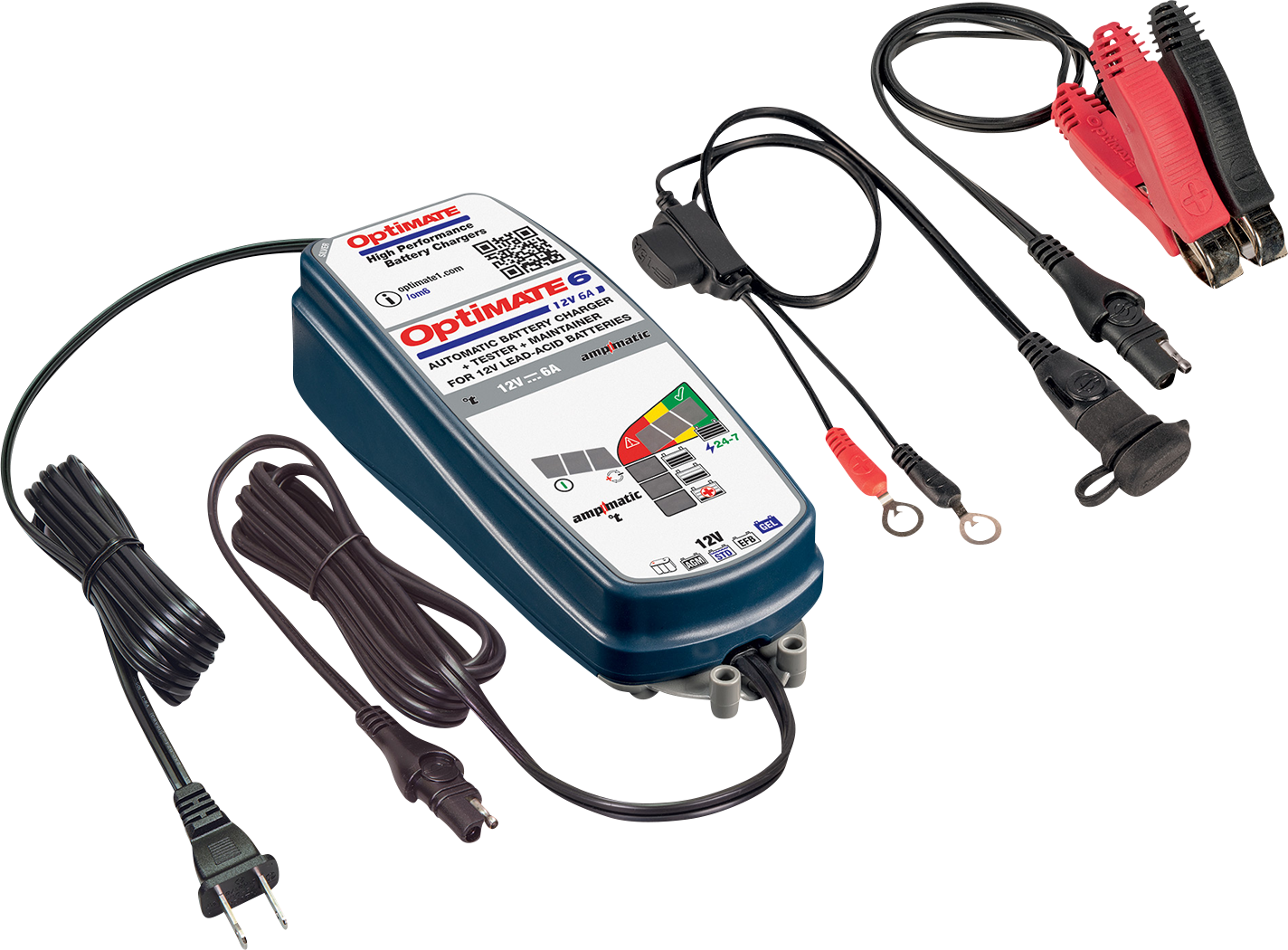 Techmate Optimate 6 Universal Motorcycle ATV Battery Tender Charger TM361