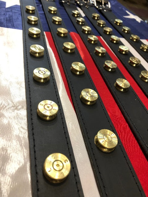 JT's Bad A** Leather 1.25" Dog Collar Once Fired BMG Military .50 Bullets
