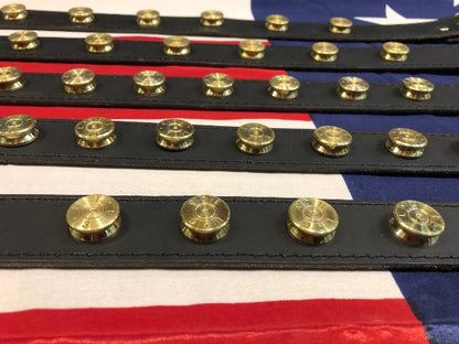 JT's Bad A** Leather 1.25" Dog Collar Once Fired BMG Military .50 Bullets