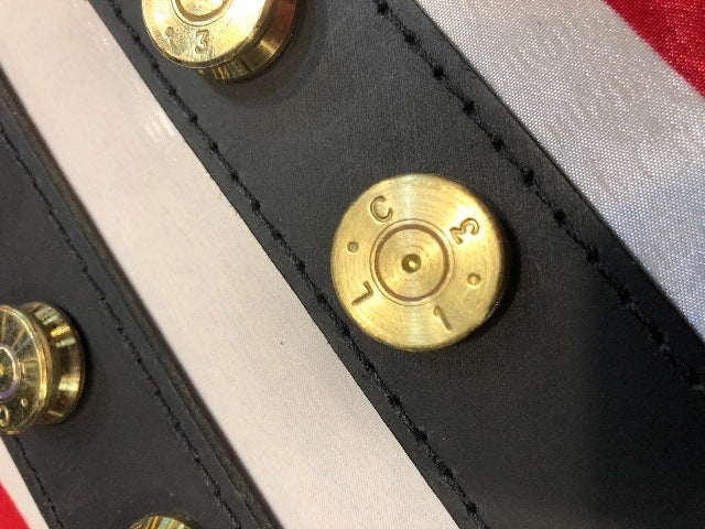 JT's Bad A** Leather 1.25" Dog Collar Once Fired BMG Military .50 Bullets