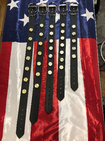 JT's Bad A** Leather 1.25" Dog Collar Once Fired BMG Military .50 Bullets