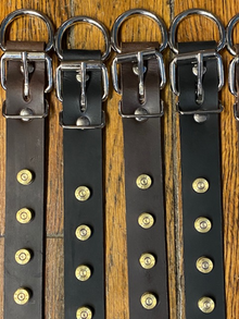 JT's Bad Ass Leather 1.25" Dog Collar Once Fired Military Brass