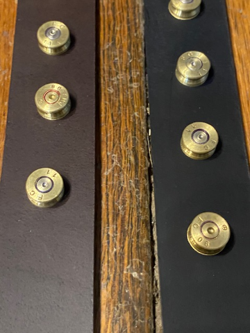 JT's Bad Ass Leather 1.25" Dog Collar Once Fired Military Brass