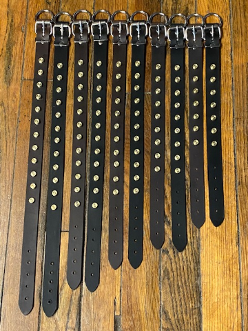 JT's Bad Ass Leather 1.25" Dog Collar Once Fired Military Brass