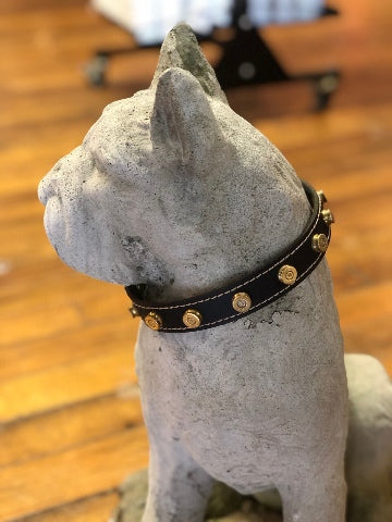 JT's Bad Ass Leather 1" Dog Collar Once Fired Military Black Brown