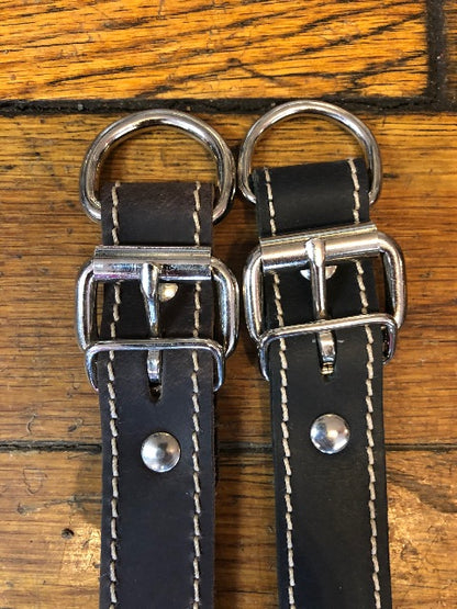 JT's Bad Ass Leather 1" Dog Collar Once Fired Military Black Brown