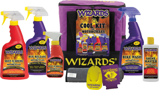 Wizards 7 Piece Complete Motorcycle Bike Wash & Shine Professional Detail Kit