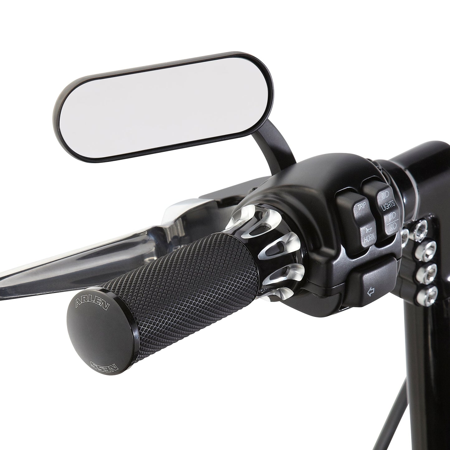 Arlen Ness Black Deep Cut TBW Hand Grips for 2008-2024 Harley Touring Softail