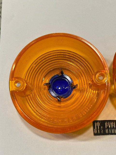 Chris Products Pair Amber & Blue Dot Turn Signal Lens fits 1986-2001 Harley