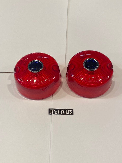 Chris Products Pair Red & Blue Dot Turn Signal Lens fits 1986-2001 Harley