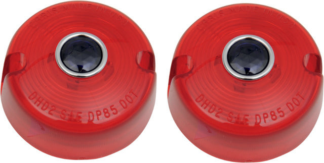 Chris Products Pair Red & Blue Dot Turn Signal Lens fits 1986-2001 Harley