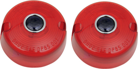 Chris Products Pair Red & Blue Dot Turn Signal Lens fits 1986-2001 Harley