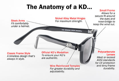 KD's Original 1 Pair Clear Lens Old School Biker Motorcycle Sunglasses