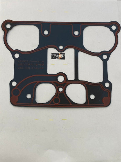 James Pair Rubber Steel Rocker Box Gaskets fits 1999-2017 Harley DYNA Touring