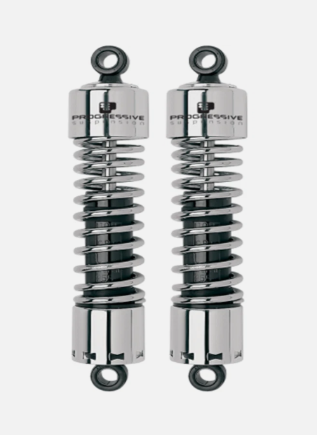 Progressive 412 Standard 13" Chrome Rear Shocks for 1977-03 Harley Sportster FXR