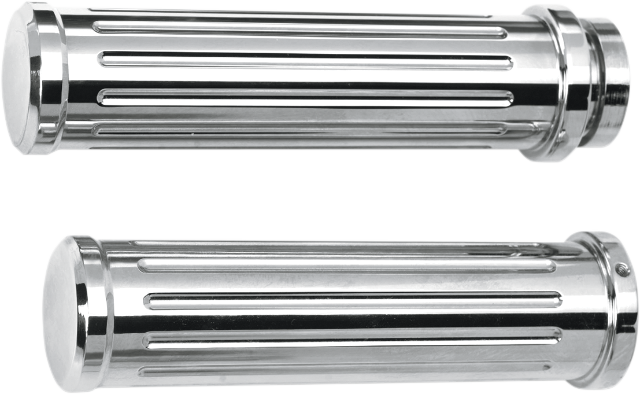 Pro One Chrome Grooved Handlebar Hand Grips for 1980-2022 Harley Touring Softail