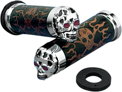 Drag Specialties Skull Hand Grips fits 1980-2022 Harley Touring Dyna Softail XL