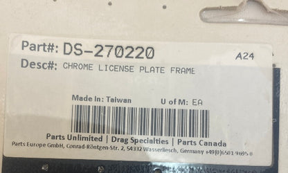 Drag Specialties Chrome Universal Motorcycle License Plate Frame fits Harley