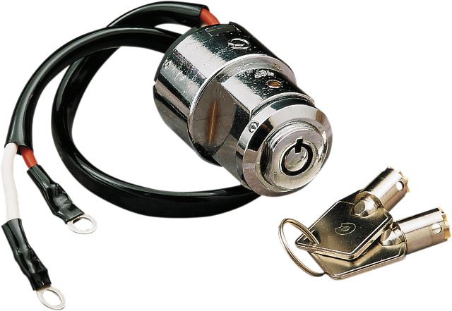 Drag Specialties Chrome Round Key Motorcycle Ignition Switch & Keys for Harley