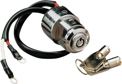 Drag Specialties Chrome Round Key Motorcycle Ignition Switch & Keys for Harley