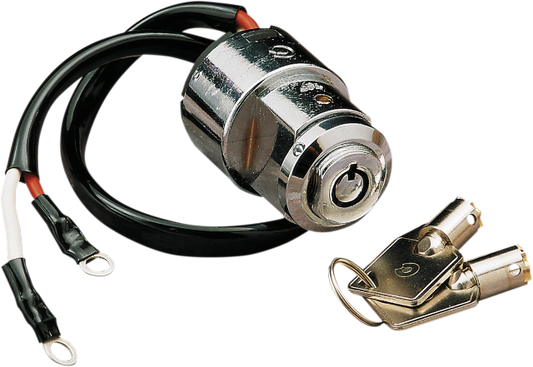 Drag Specialties Chrome Round Key Motorcycle Ignition Switch & Keys for Harley