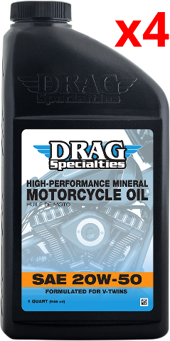Drag Specialties 4qt SAE 20W-50 Oil & Black Filter 1999-2017 Harley Dyna Touring