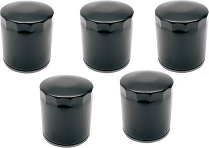 Drag Specialties Black 5 Pack Oil Filters for 99-20 Harley Dyna Touring Softail