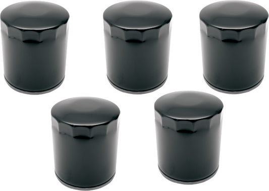 Drag Specialties Black 5 Pack Oil Filters for 99-20 Harley Dyna Touring Softail