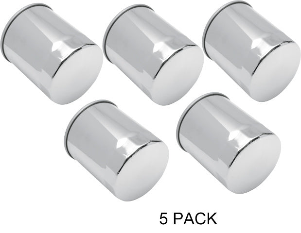 Drag Specialties Chrome 5 Pack Engine Oil Filter fits 1983-2017 Harley Davidson