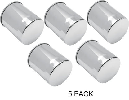Drag Specialties Chrome 5 Pack Engine Oil Filter fits 1983-2017 Harley Davidson