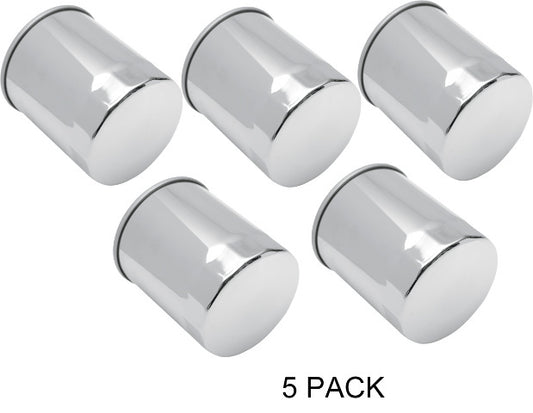 Drag Specialties Chrome 5 Pack Engine Oil Filter fits 1983-2017 Harley Davidson