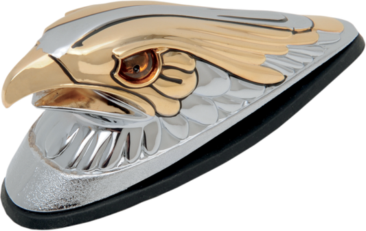 Drag Specialties Large Chrome Gold Lighted Eagle Head Fender Ornament Harley