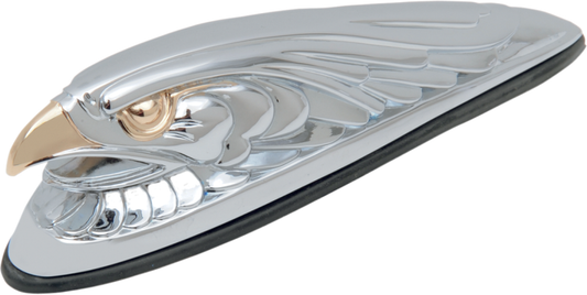 Drag Specialties Chrome Gold Eagle Head Fender Ornament for Harley Davidson