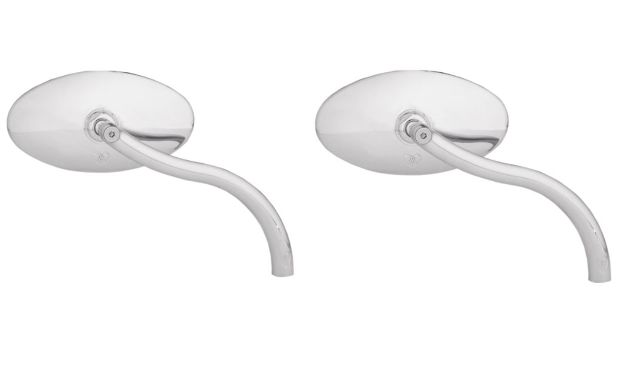 Arlen Ness Chrome Softbend Screw in Convex Side View Motorcycle Mirror Set