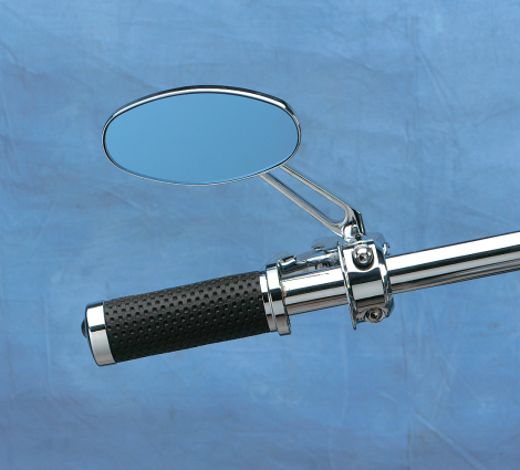 Drag Specialties Single Chrome Blue Sapphire Oval Stealth Mirror W/Stem Harley