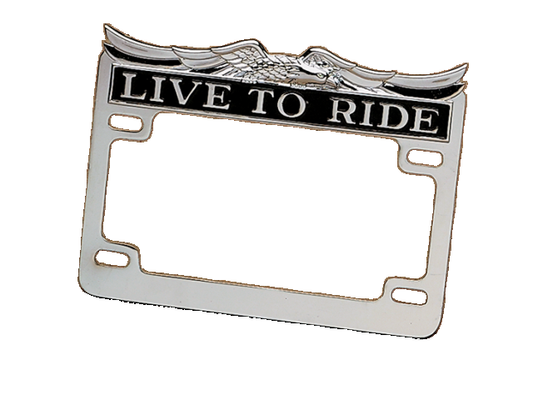 Drag Specialties Live to Ride chrome license plate Harley FLH FXD FXR FLST XL